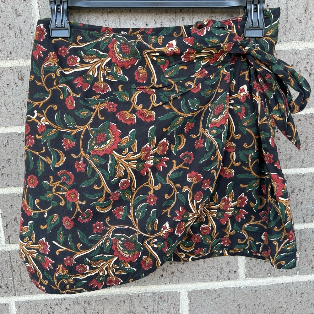 Sezane floral hand printed wrap skirt. Size 38 EU/Size 6 US.